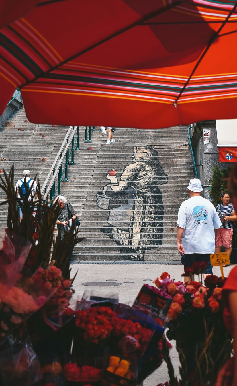 Zagreb's Beloved Kumica Barica Statue at Dolac Market
