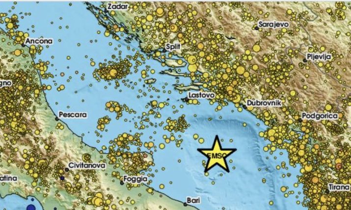 Strong 4.9 earthquake in Adriatic felt in southern Croatia